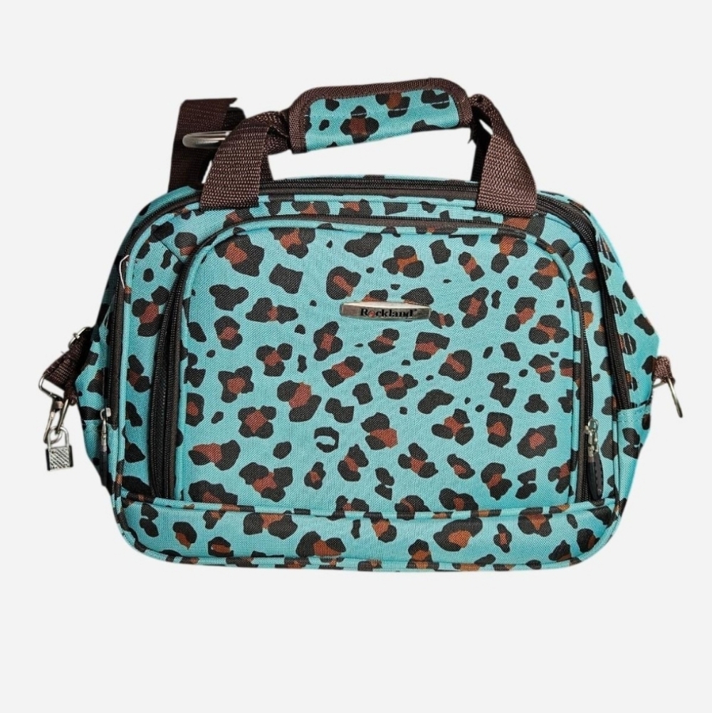 Rockland Flight Tote Bag Leopard print Non Slip Shoulder Hand Strap 14" x 10"